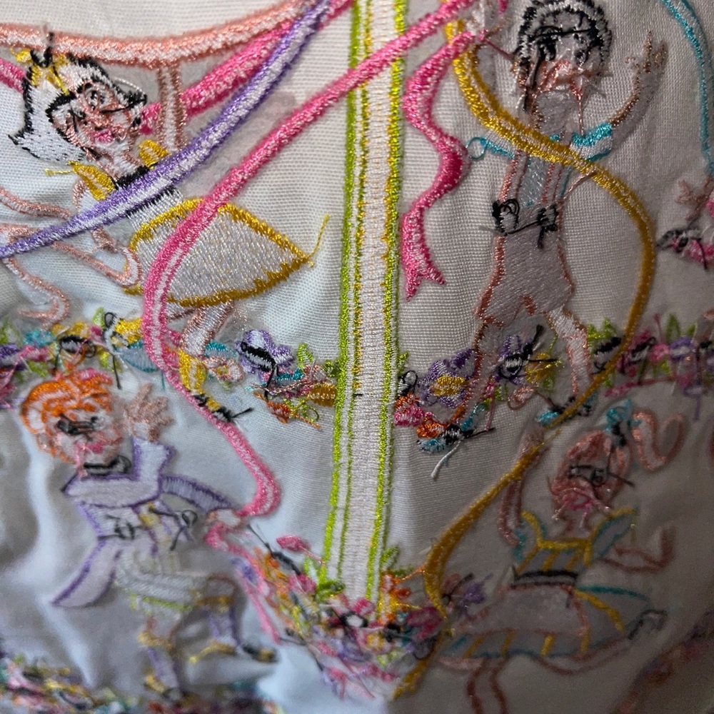 Bob Mackie XS Wearable Art May Pole Shirt White - Picture 12 of 12